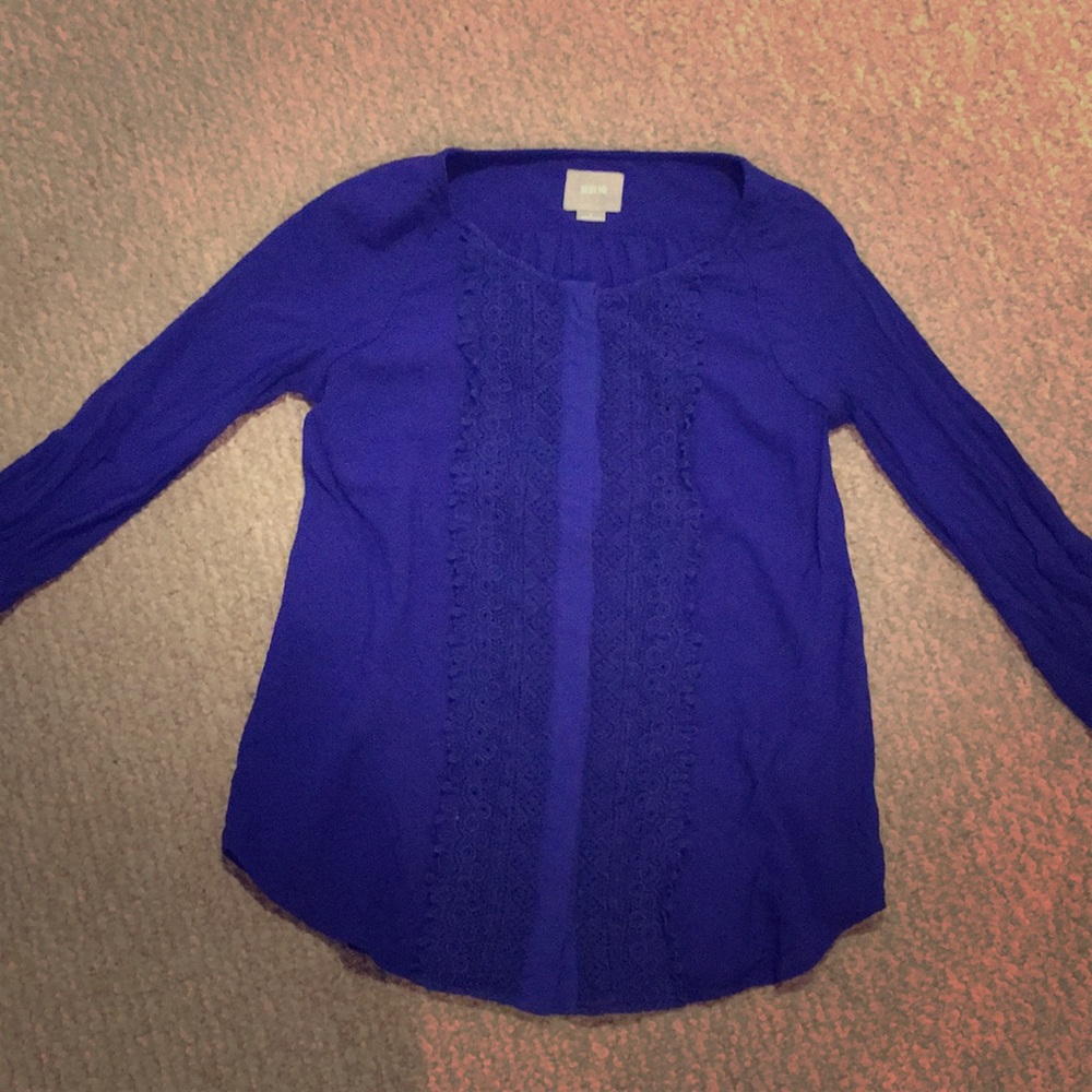 Anthropologie Maeve blue button up 3/4 sleeve top